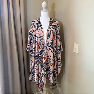 Izzy & Lola Pink Tropical Print Wrap Kimono